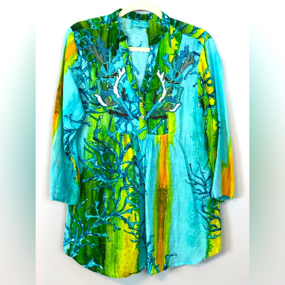 ANTICA SARTORIA by GIACOMO CINQUE 100% Cotton  Blouse sz L